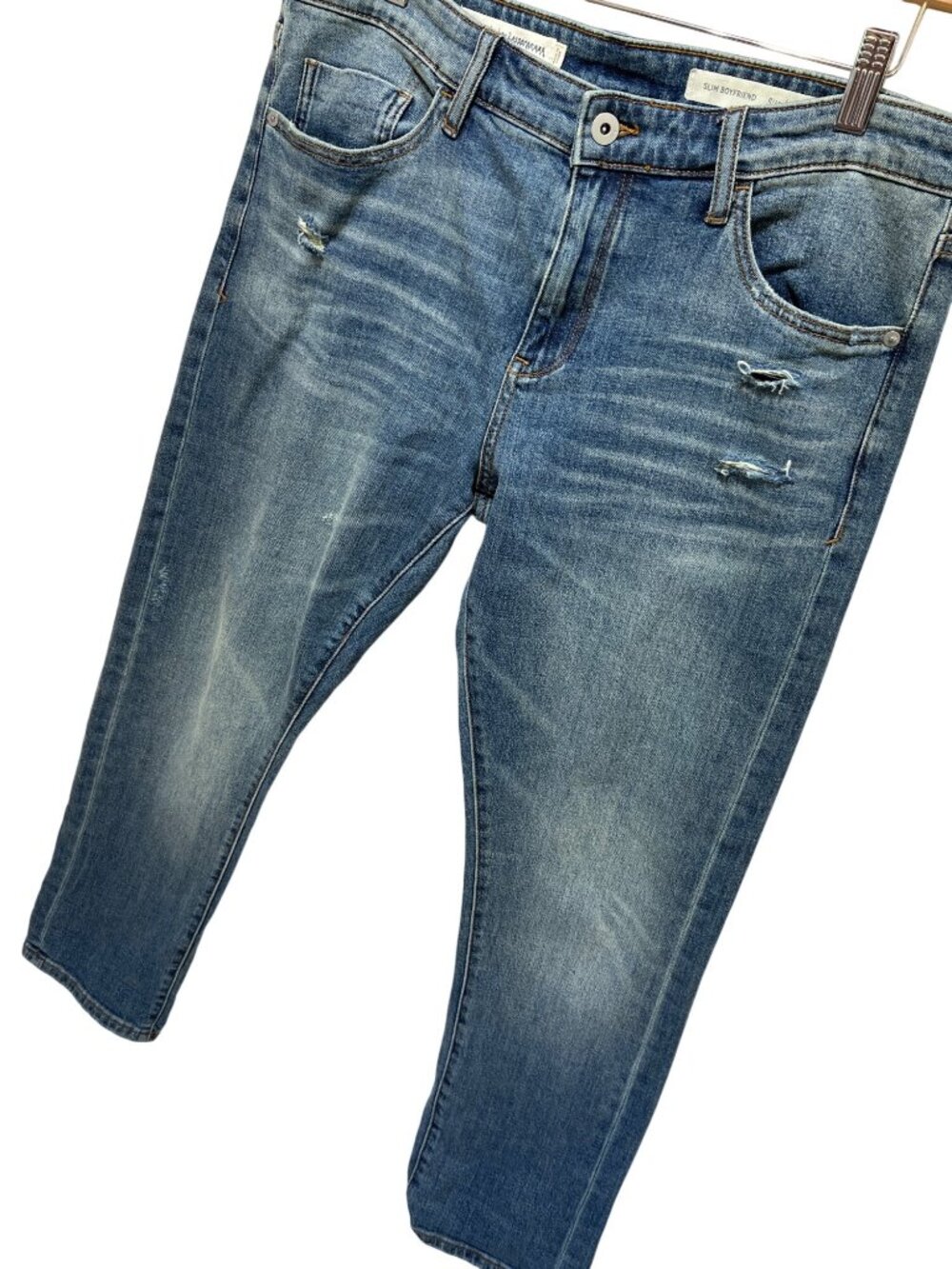 Pilcro By Anthropologie Slim Boyfriend Distressed Denim Jeans Size 30 Blue